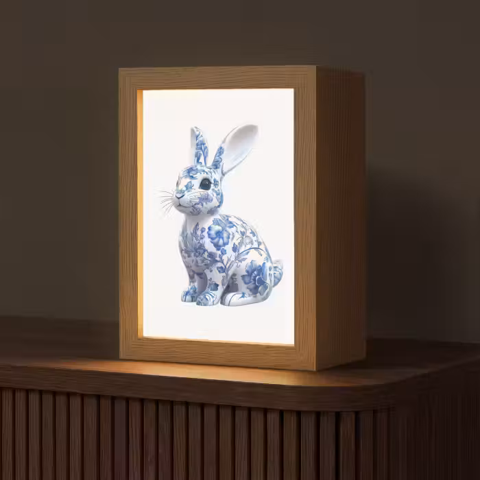 Tischlampe - Delfter Blau - Kleines Kaninchen - Weiß