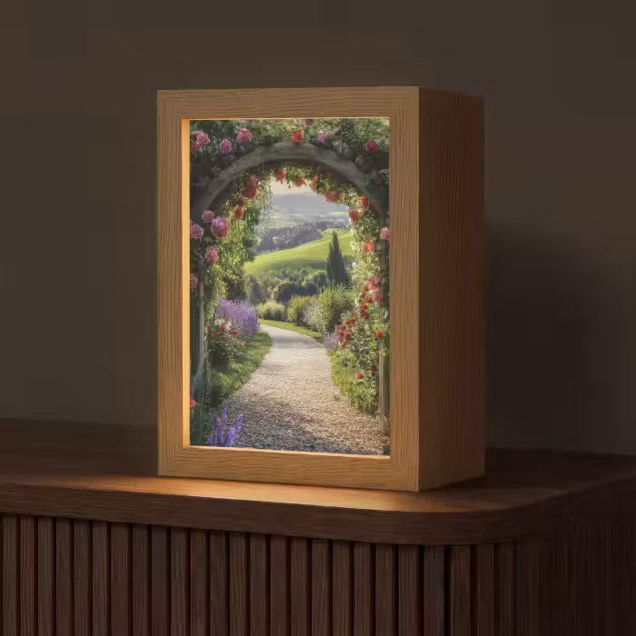 Tischlampe - Durchschaubar - Gartenbogen - Blumen - Natur - Weg