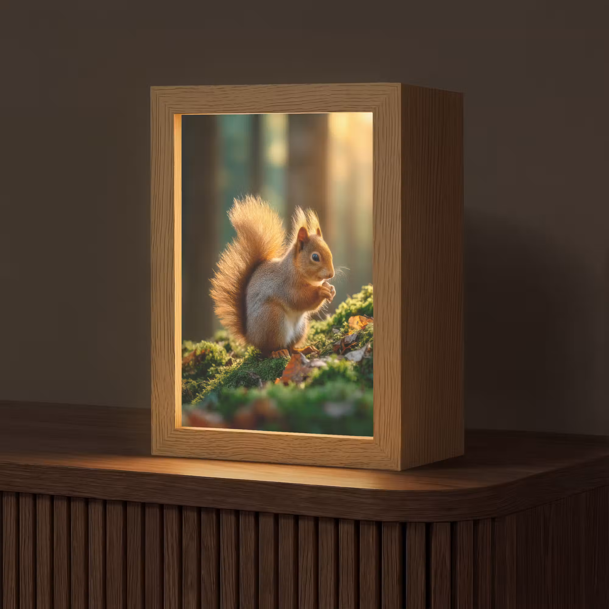 Tischlampe - Eichhörnchen - Nuss - Gras
