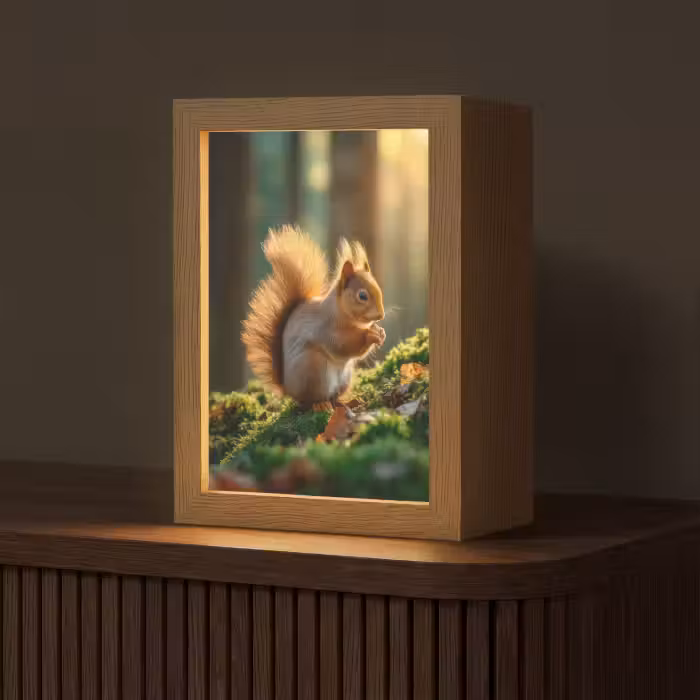 Tischlampe - Eichhörnchen - Nuss - Gras