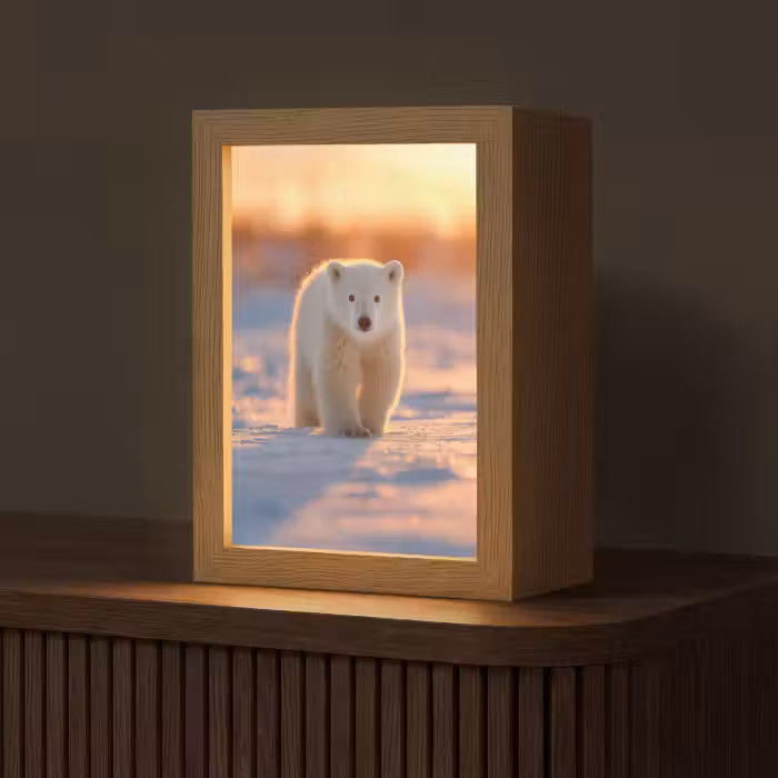 Tischlampe - Eisbär - Schnee - Sonnenaufgang