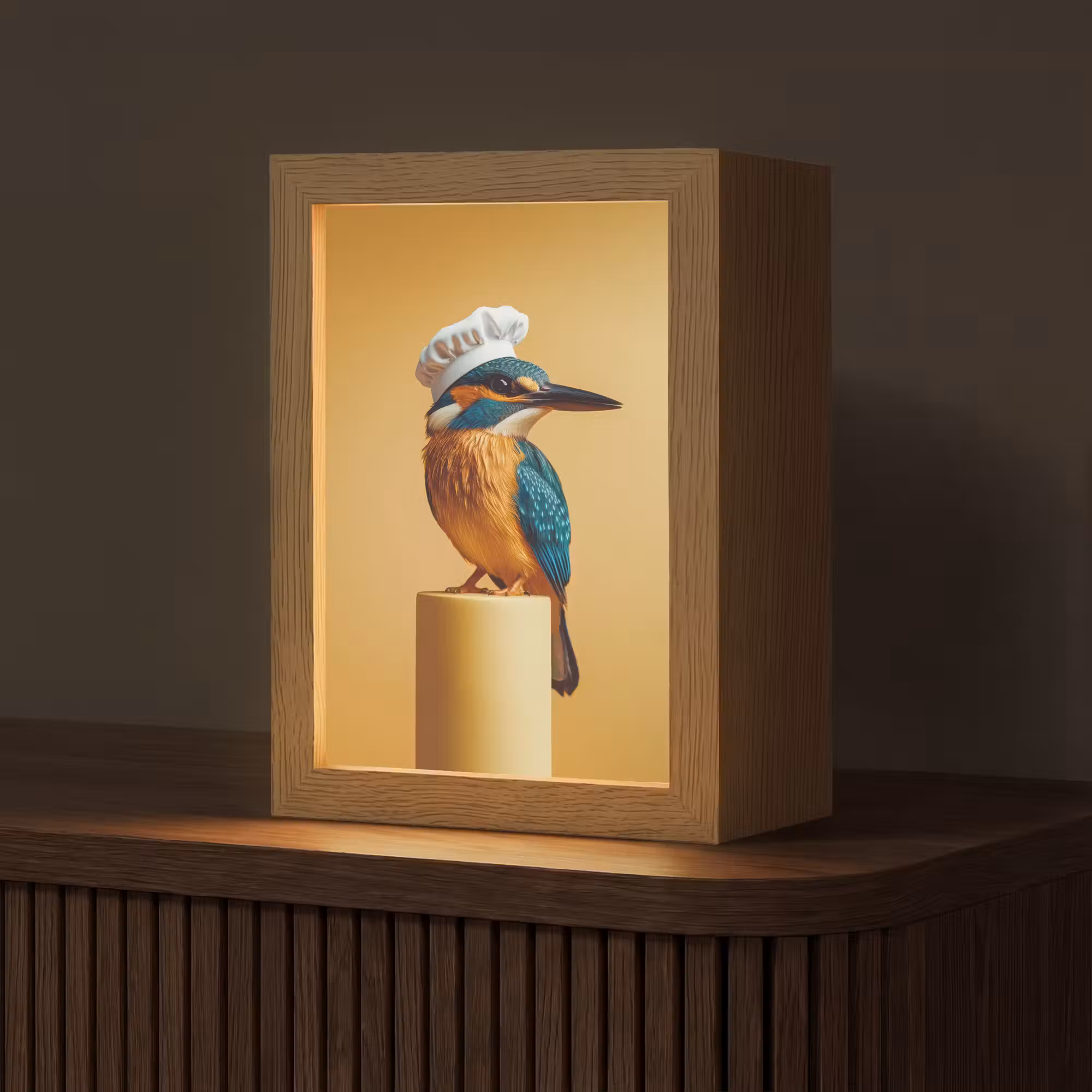 Tischlampe - Eisvogel - Säule - Kochmütze - Vogel