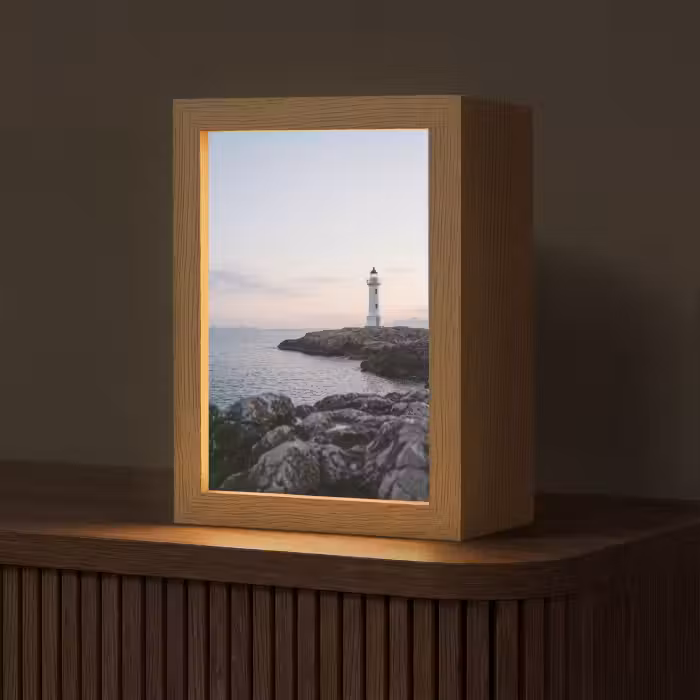Tischlampe - Felsen - Leuchtturm - Weiß
