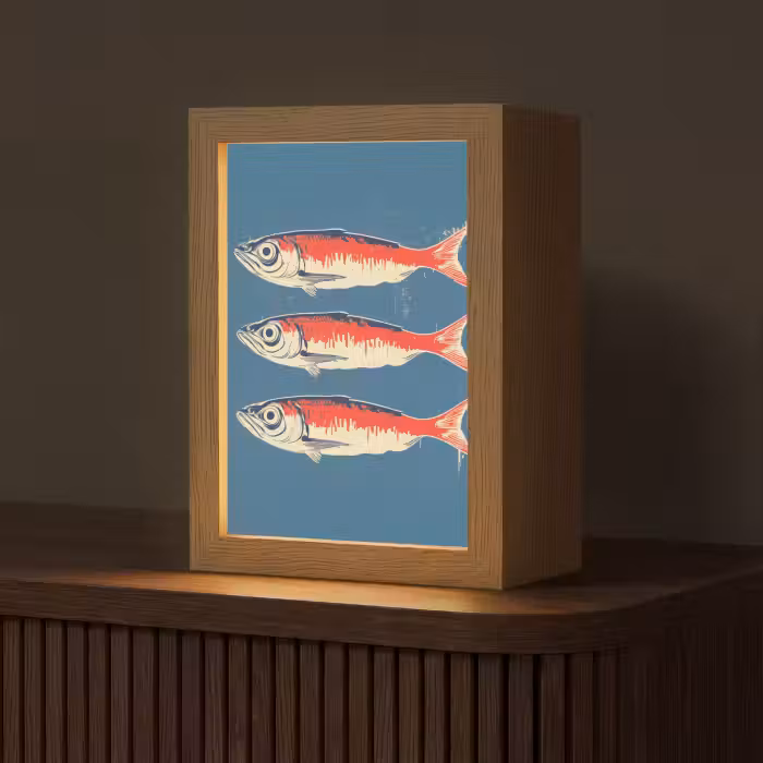 Tischlampe - Fische - Rot - Blau