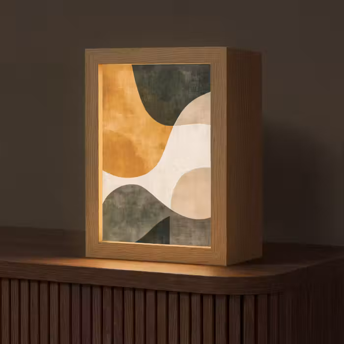 Tischlampe - Formen - Ockergelb - Abstrakt