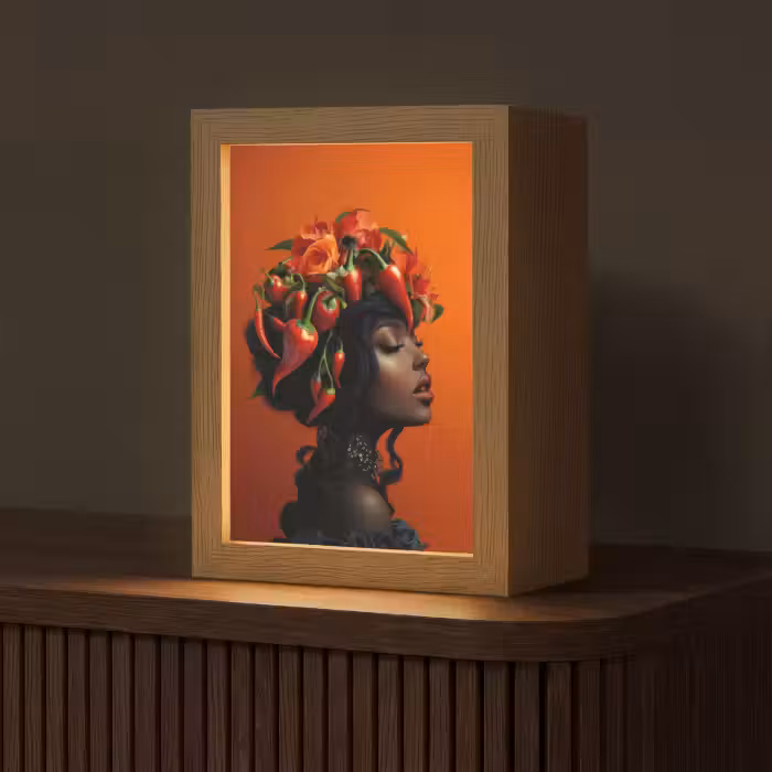 Tischlampe - Frau - Chilischoten - Blumen