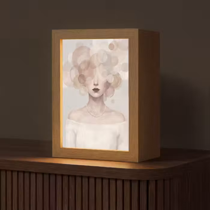Tischlampe - Frau - Kreise - Beige
