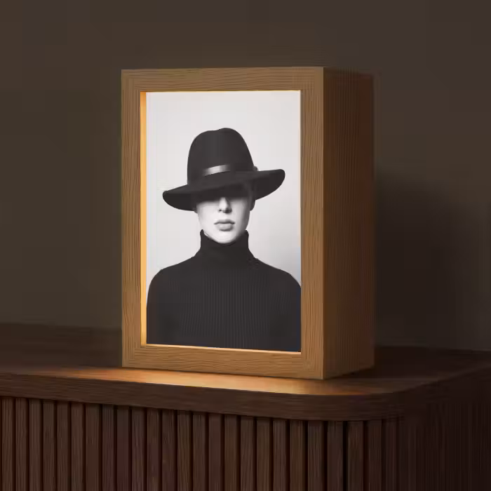 Tischlampe - Frau - Schatten - Schwarz - Weiß - Mysteriös