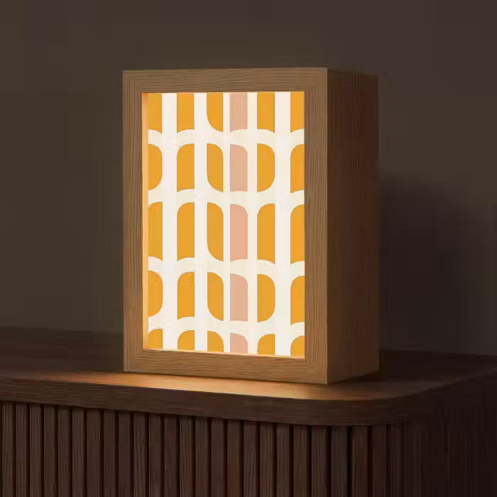 Tischlampe - Geometrisch - Muster - Gelb - Rosa