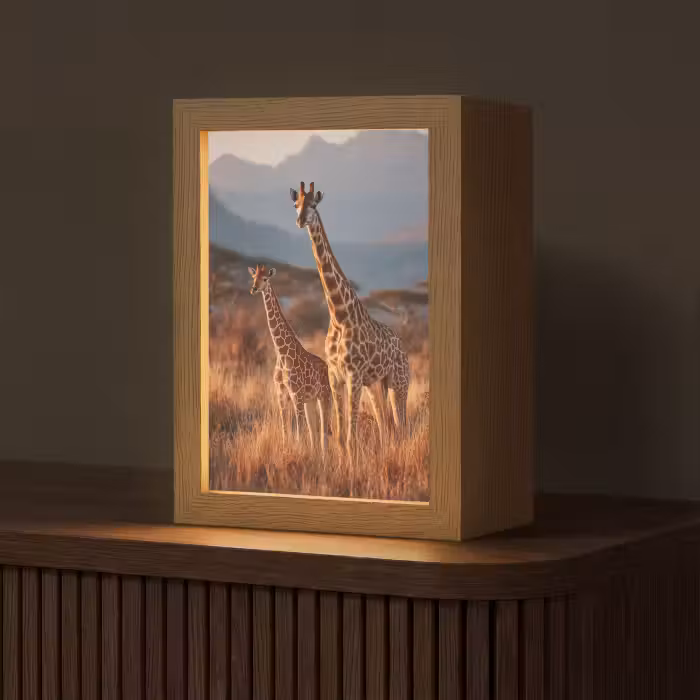 Tischlampe - Giraffen - Hohes Gras - Akazienbäume