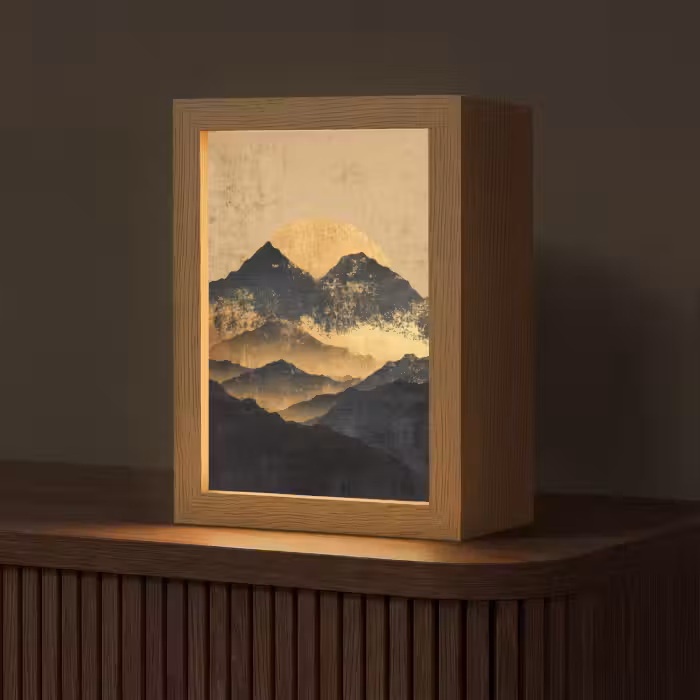 Tischlampe - Goldene Berge bei Mondschein