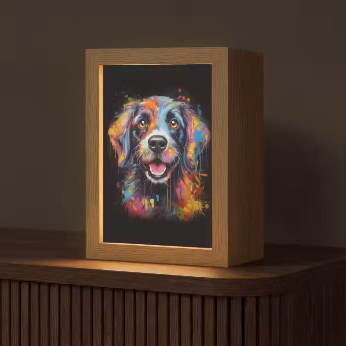 Tischlampe - Graffiti - Hund - Schwarz - Farben