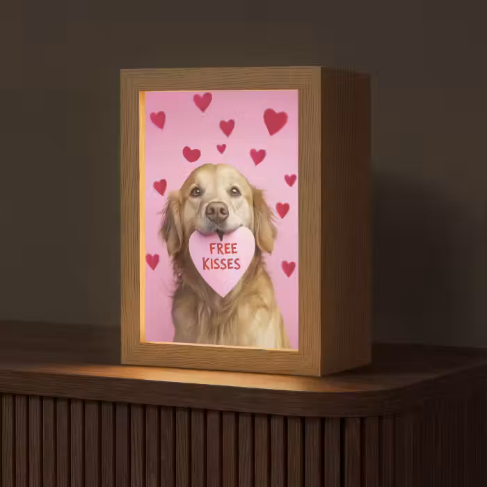 Tischlampe - Hund - Kuss - Valentinstag - Herzen