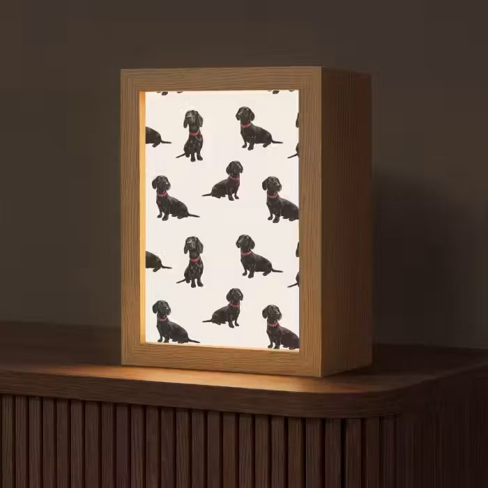 Tischlampe - Hund - Muster - Schwarz