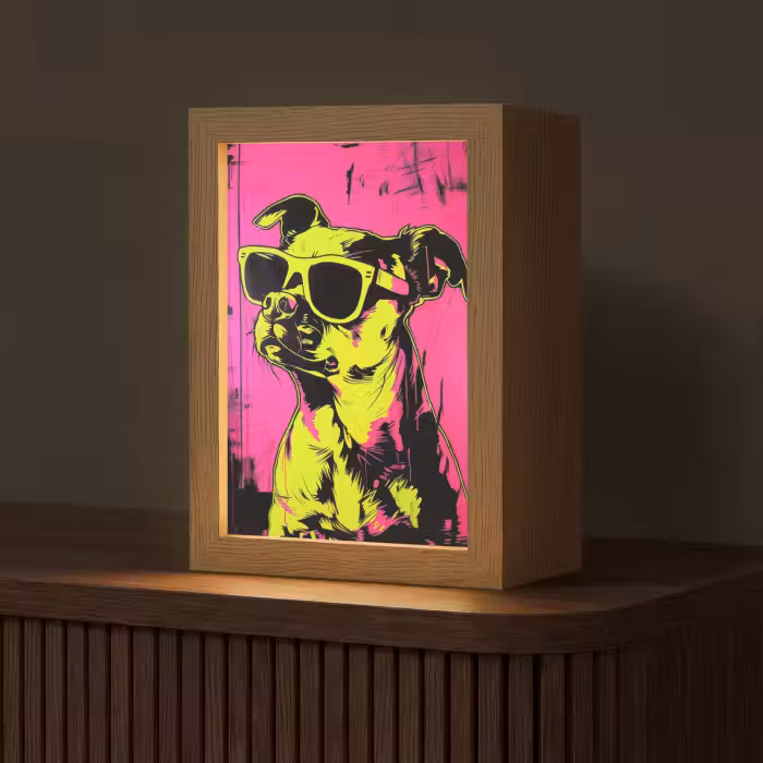 Tischlampe - Hund - Sonnenbrille - Rosa - Kunst