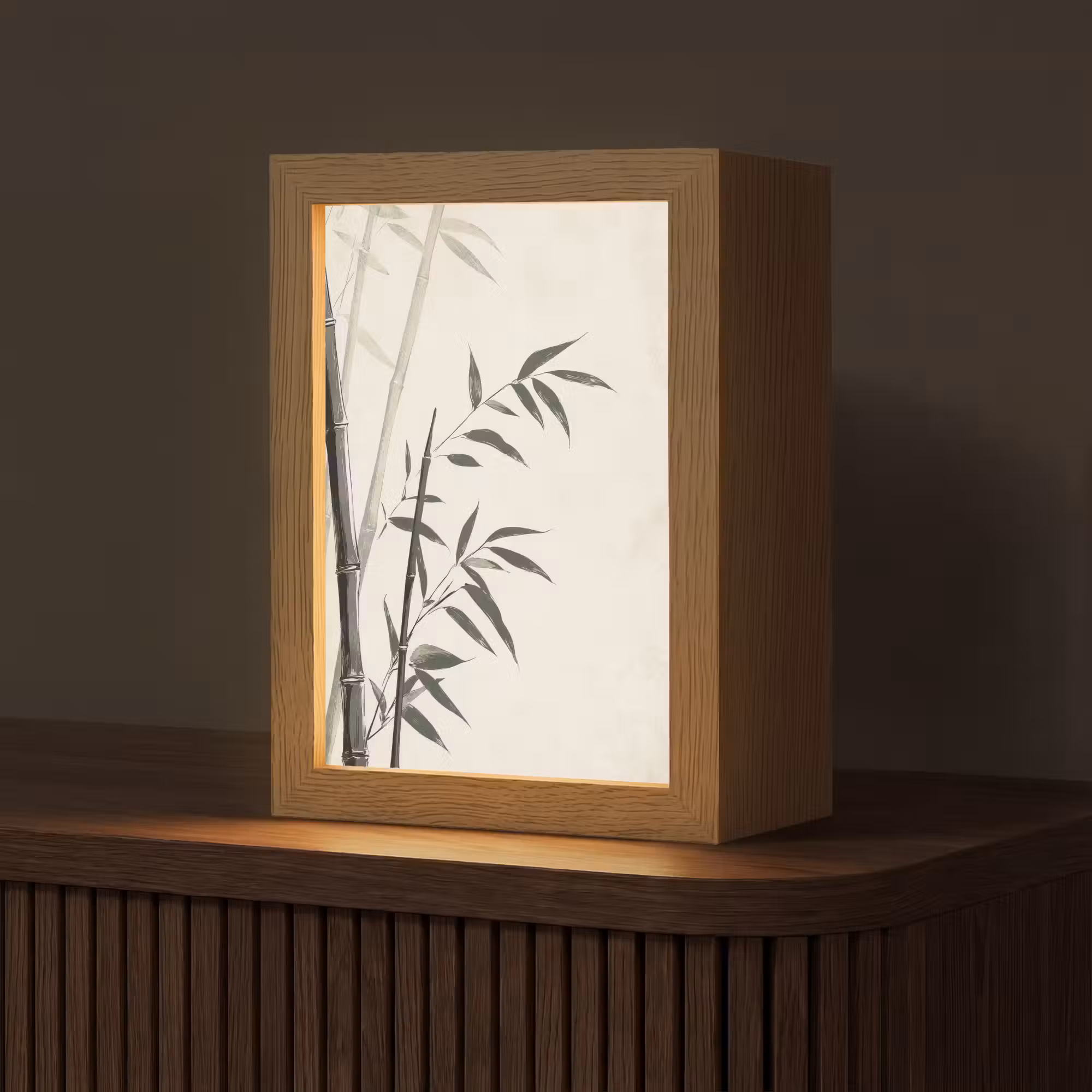 Tischlampe - Japandi - Bambus - Beige