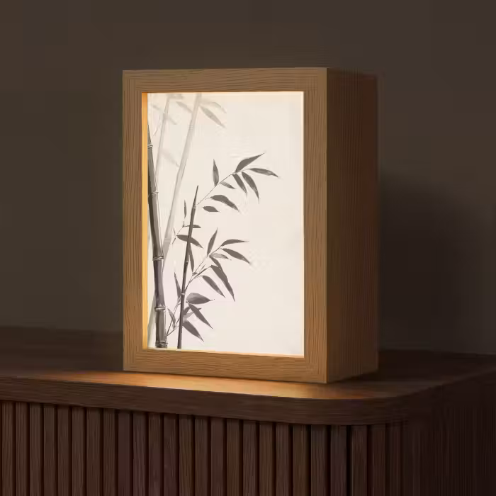 Tischlampe - Japandi - Bambus - Beige