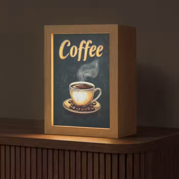 Tischlampe - Kaffee - Schale - Kaffeebohnen - Retro