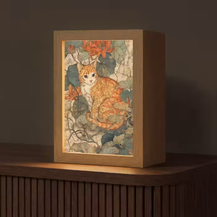 Tischlampe - Katze - Ornamental - Blumen
