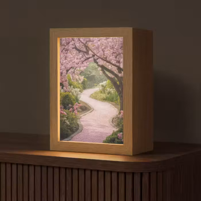 Tischlampe - Kirschblüte - Natur - Sakura - Weg - Japanischer Garten