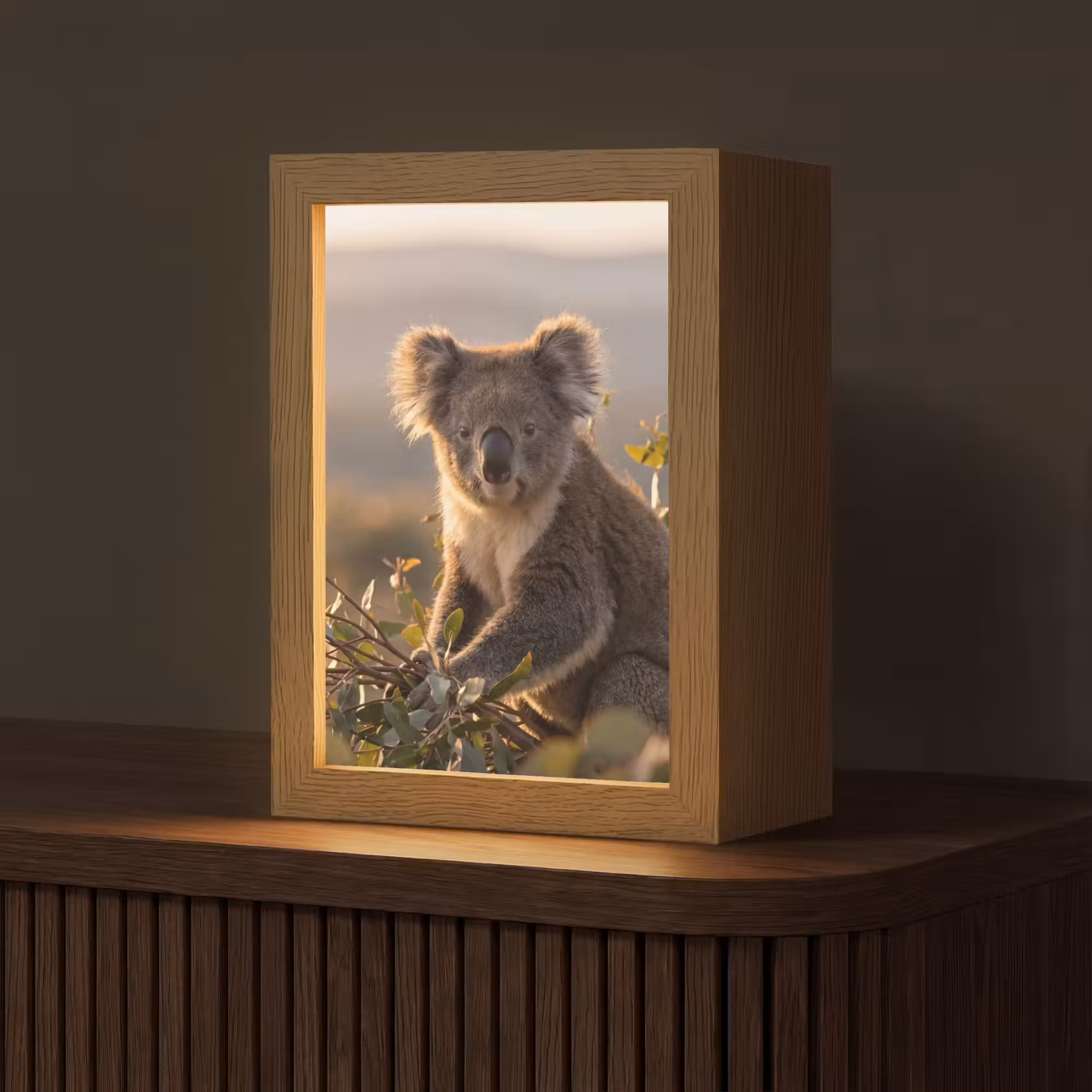 Tischlampe - Koala - Blätter - Morgenlicht