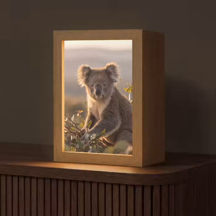 Tischlampe - Koala - Blätter - Morgenlicht