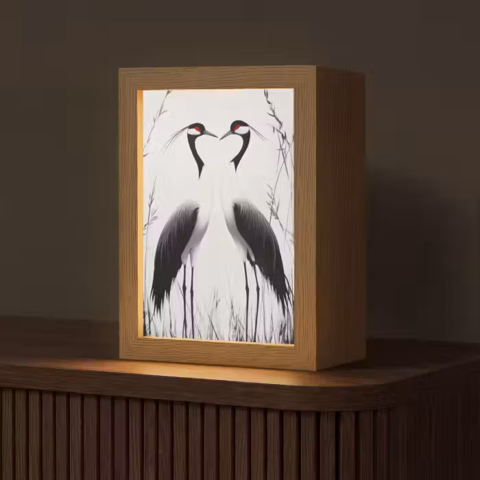 Tischlampe - Kranich - Gras - Herzform - Schwarz