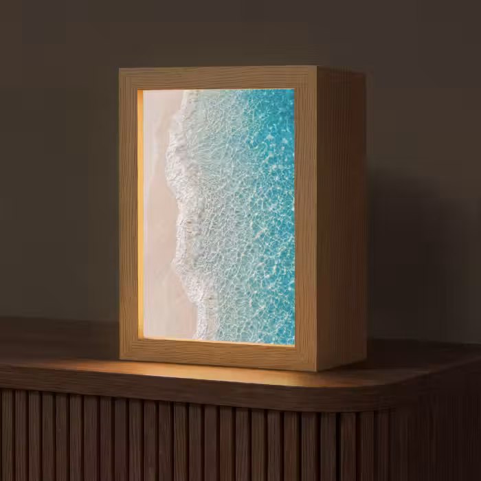 Tischlampe - Küstengebiet - Sand - Blau