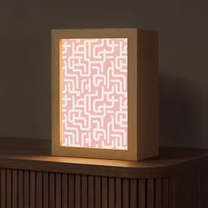 Tischlampe - Labyrinth-Muster - Rosa - Weiß - Abstrakt