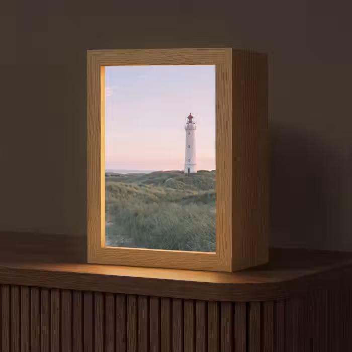 Tischlampe - Leuchtturm - Dünenlandschaft - Meer