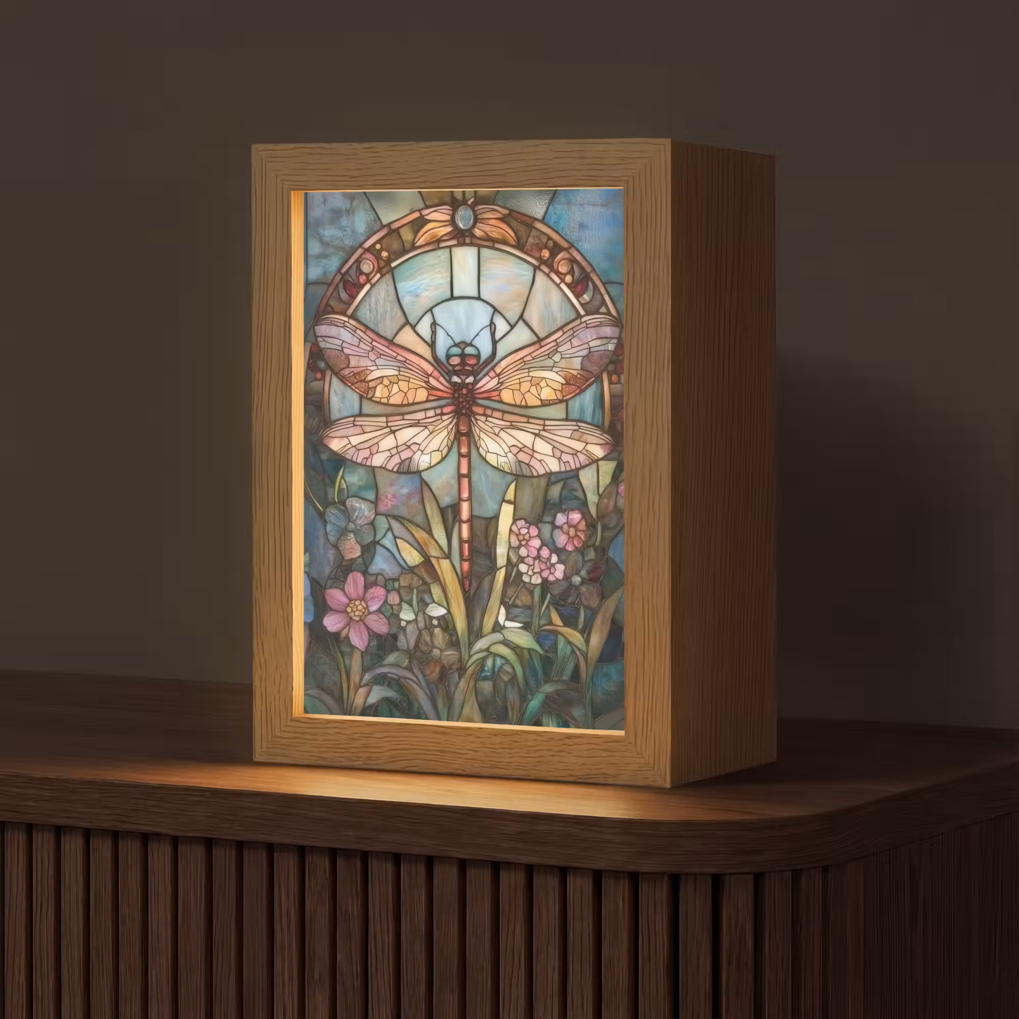 Tischlampe - Libelle - Mosaik - Blumen - Farbenfroh
