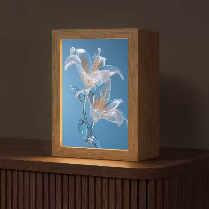 Tischlampe - Lilien - Blau - Gläser