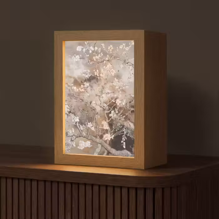 Tischlampe - Mandelblüte - Kunst - Van Gogh - Beige - Abstrakt