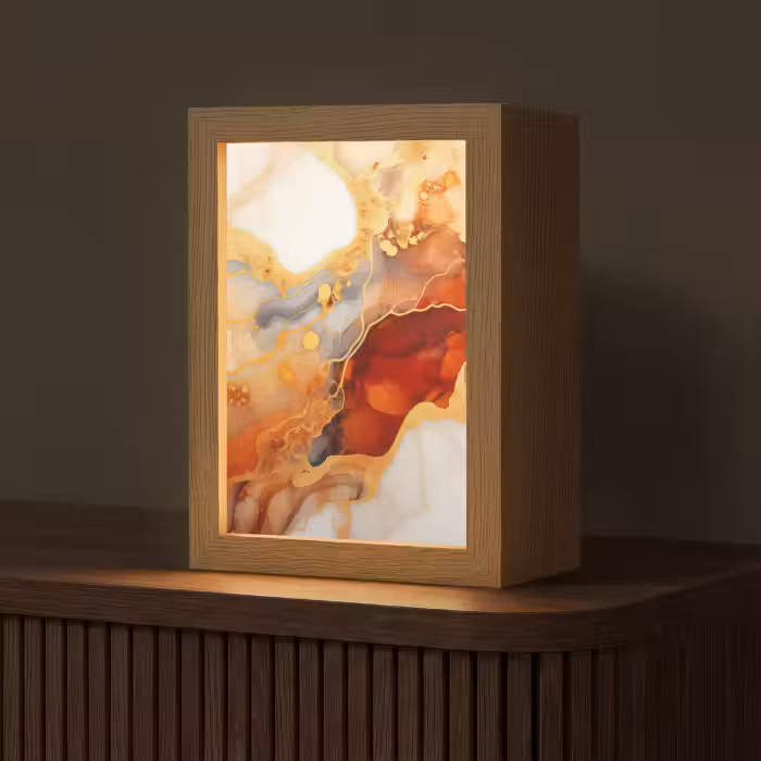 Tischlampe - Marmor - Orange - Gold - Modern - Abstrakt
