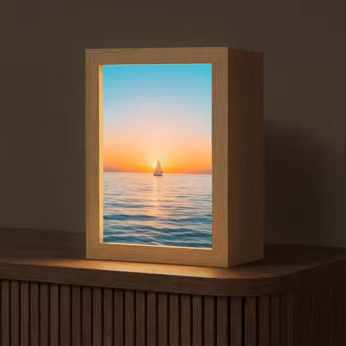 Tischlampe - Meer - Segelboot - Sonnenuntergang