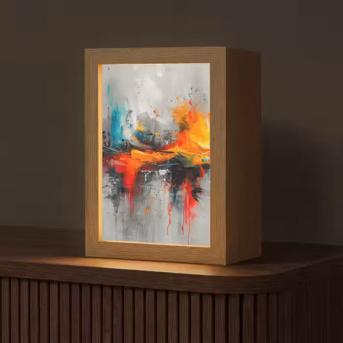 Tischlampe - Modern - Orange - Grau - Kunst
