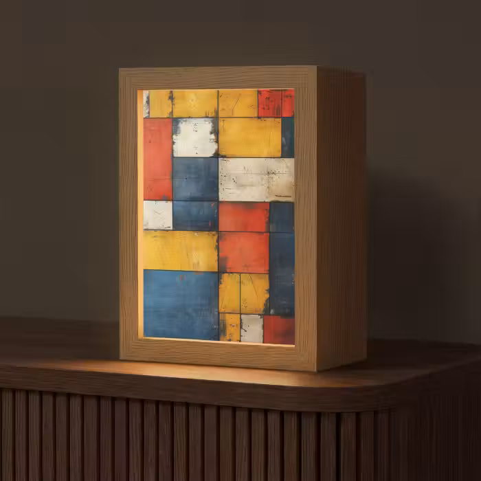Tischlampe - Mondrian-Stil - Kunst - Farbenfroh - Modern