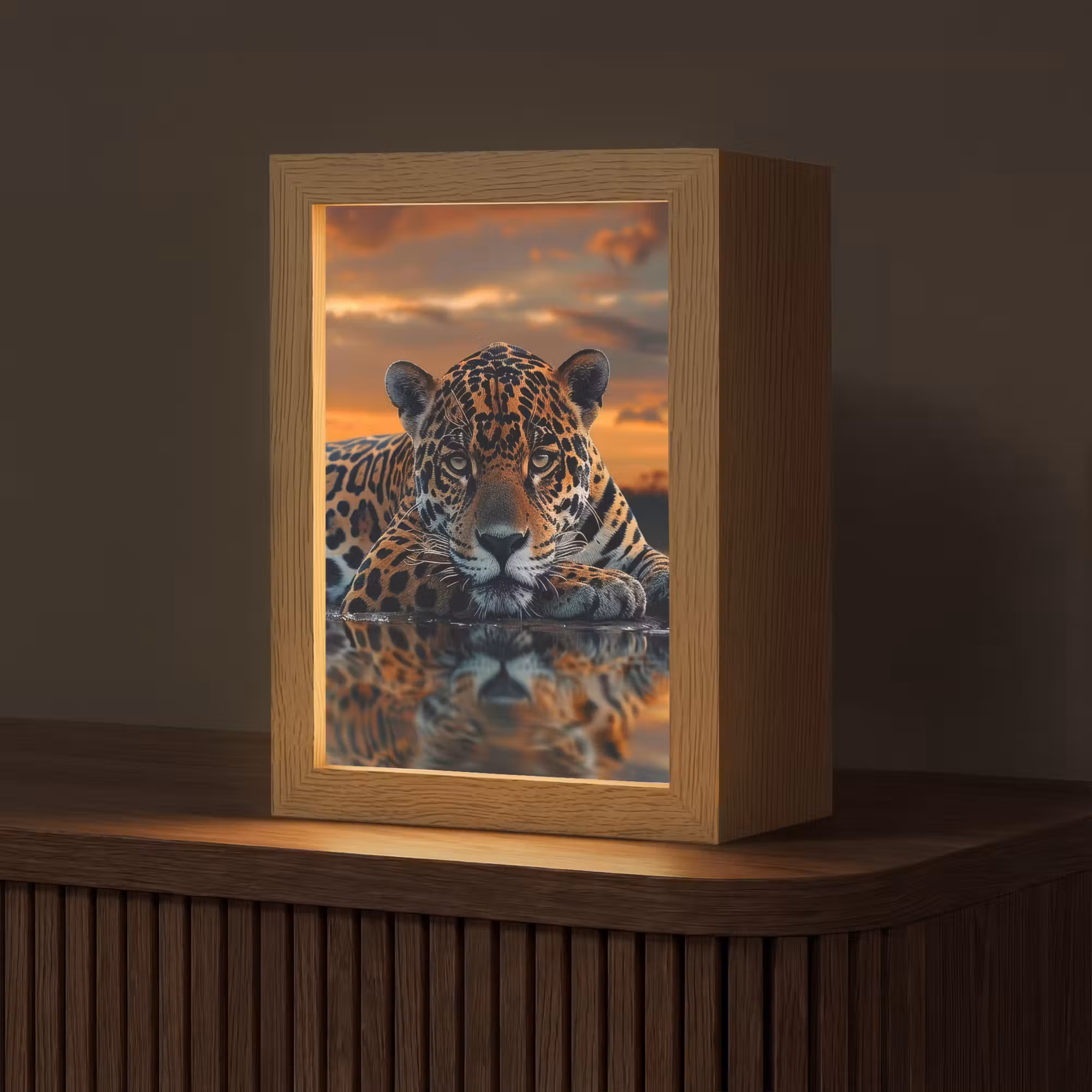 Tischlampe - Natur - Leopard - Tier - Sonnenuntergang - Modern