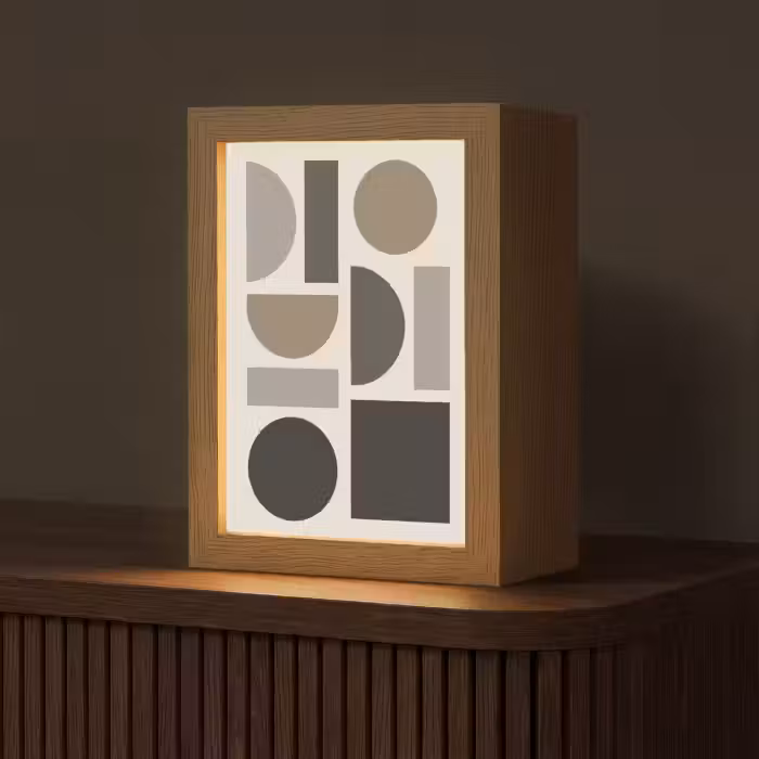 Tischlampe - Naturtöne - Grafik - Vertikale Komposition