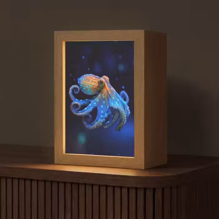 Tischlampe - Oktopus - Punkte - Blau - Meer