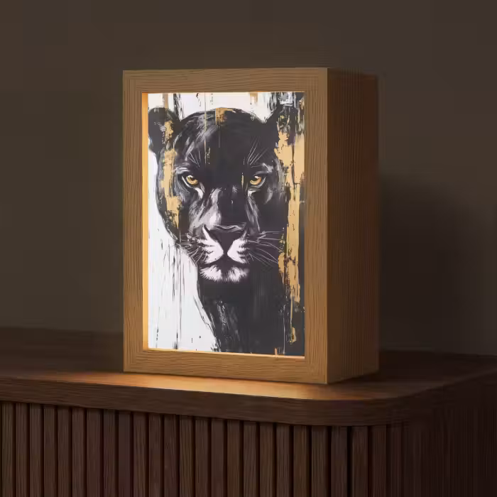 Tischlampe - Panther - Schwarz - Abstrakt - Pinselstriche