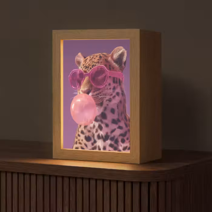 Tischlampe - Panther - Sonnenbrille - Kaugummiblase - Rosa