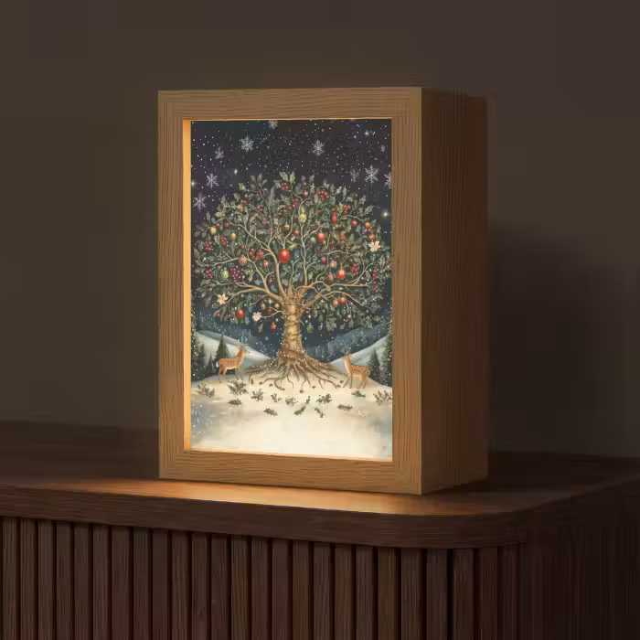 Tischlampe - Partybaum - Winterhimmel - Farbenfroh