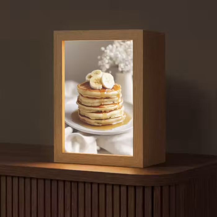 Tischlampe - Pfannkuchen - Banane - Sirup - Weiß - Beige
