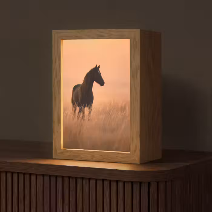 Tischlampe - Pferd - Wiese - Sonnenuntergang
