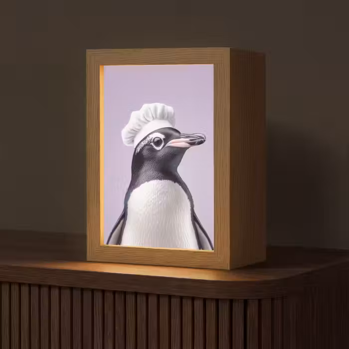 Tischlampe - Pinguin - Kochmütze - Süß - Lila