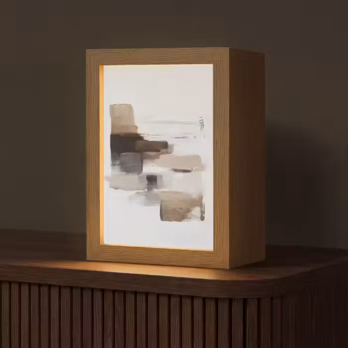 Tischlampe - Pinselstriche - Balance - Beige - Braun