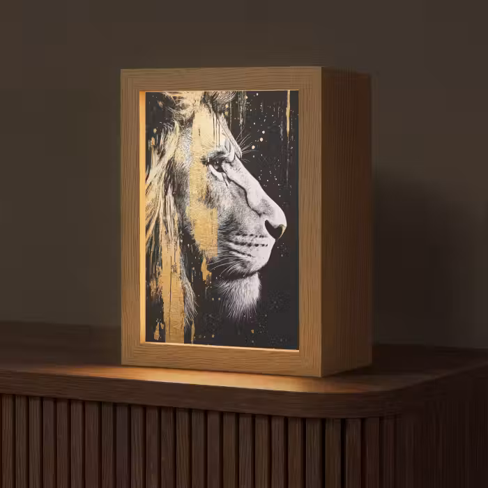 Tischlampe - Porträt - Löwe - Abstrakt - Gold