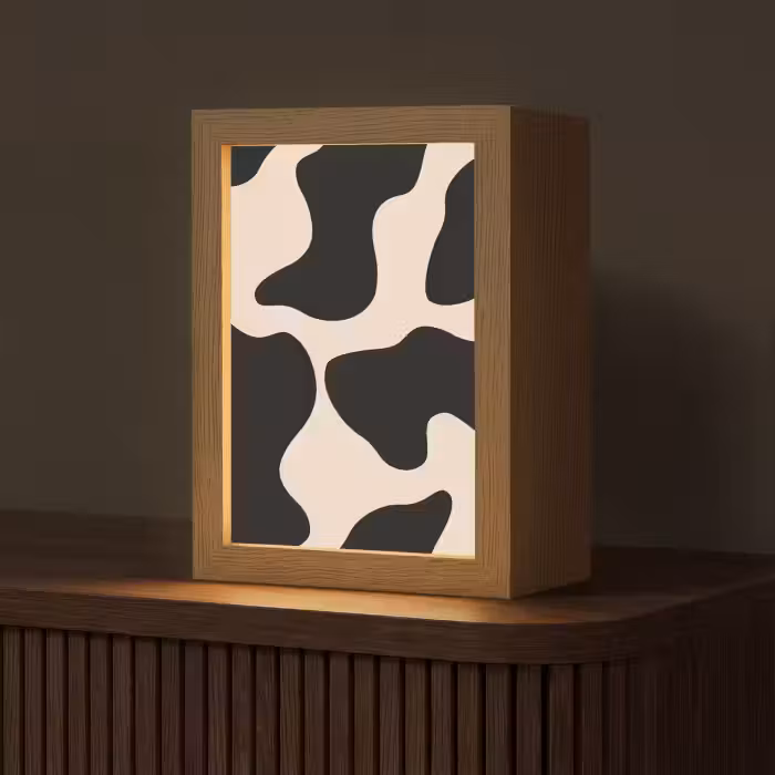 Tischlampe - Punktmuster - Kuh - Beige
