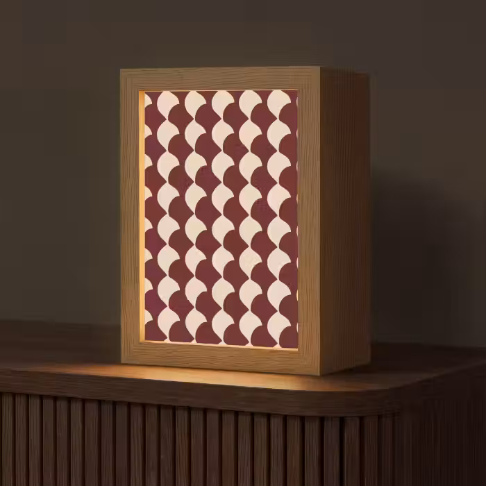 Tischlampe - Rot - Kachelmuster - Creme